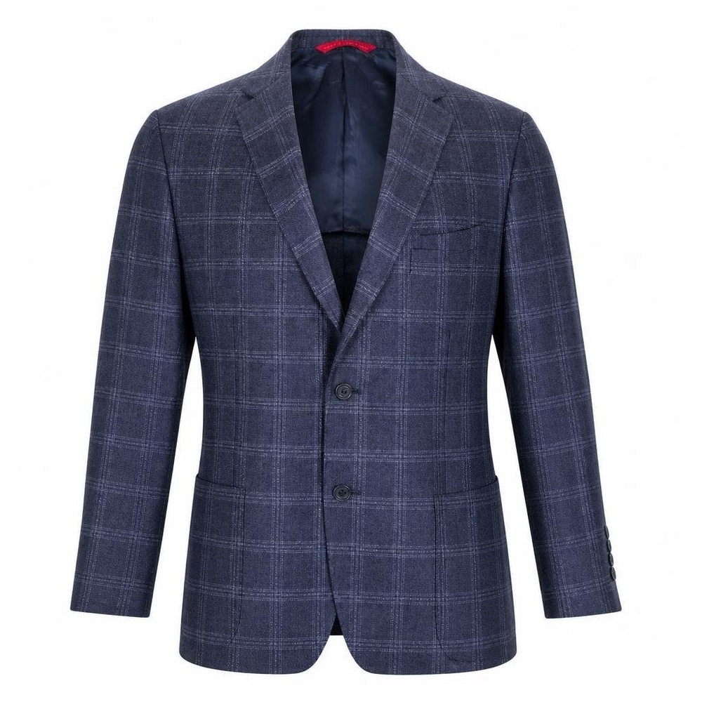 Samuelsohn Wool Linen Blazer 40R Blue Plaid Altered Fits Like 36 S Windowpane